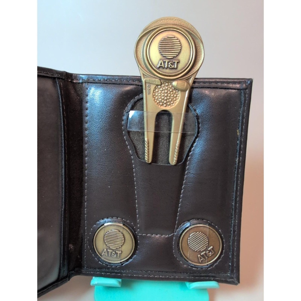 AT&T Divot Tool & Coin Golf Marker Repair Set Vintage 90s Bell South Gold Black